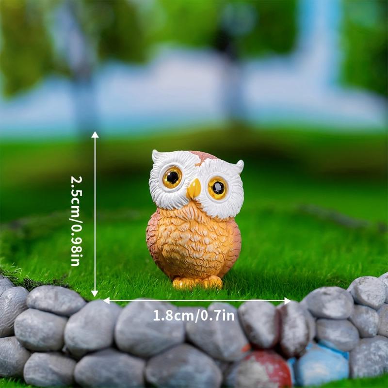 4pcs Resin Mini Owls Figurines Fairy Garden Accessories Fairy Garden Animals