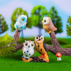 4pcs Resin Mini Owls Figurines Fairy Garden Accessories Fairy Garden Animals