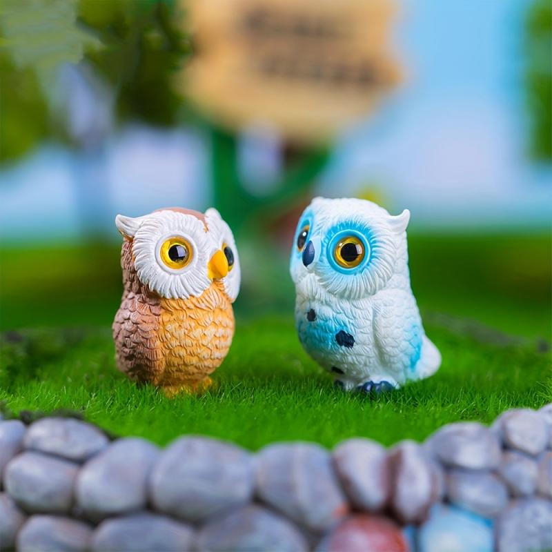 4pcs Resin Mini Owls Figurines Fairy Garden Accessories Fairy Garden Animals