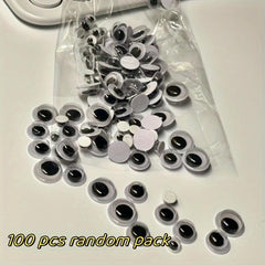 100pcs Mixed Size Self Adhesive Plastic Googly Eyes for Crafts Decoration DIY
