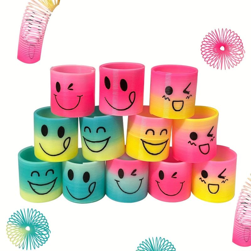 12 PCS Mini Smiling Face Rainbow Fidget Stress Toys for Kids Party Favors