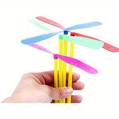 20Pcs Plastic Bamboo Dragonfly Hand Rub Propeller Fun Toy For Kids