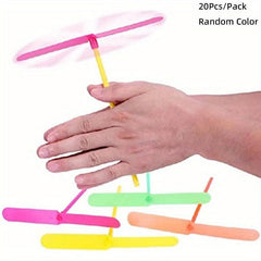20Pcs Plastic Bamboo Dragonfly Hand Rub Propeller Fun Toy For Kids