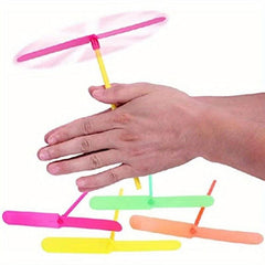 20Pcs Plastic Bamboo Dragonfly Hand Rub Propeller Fun Toy For Kids
