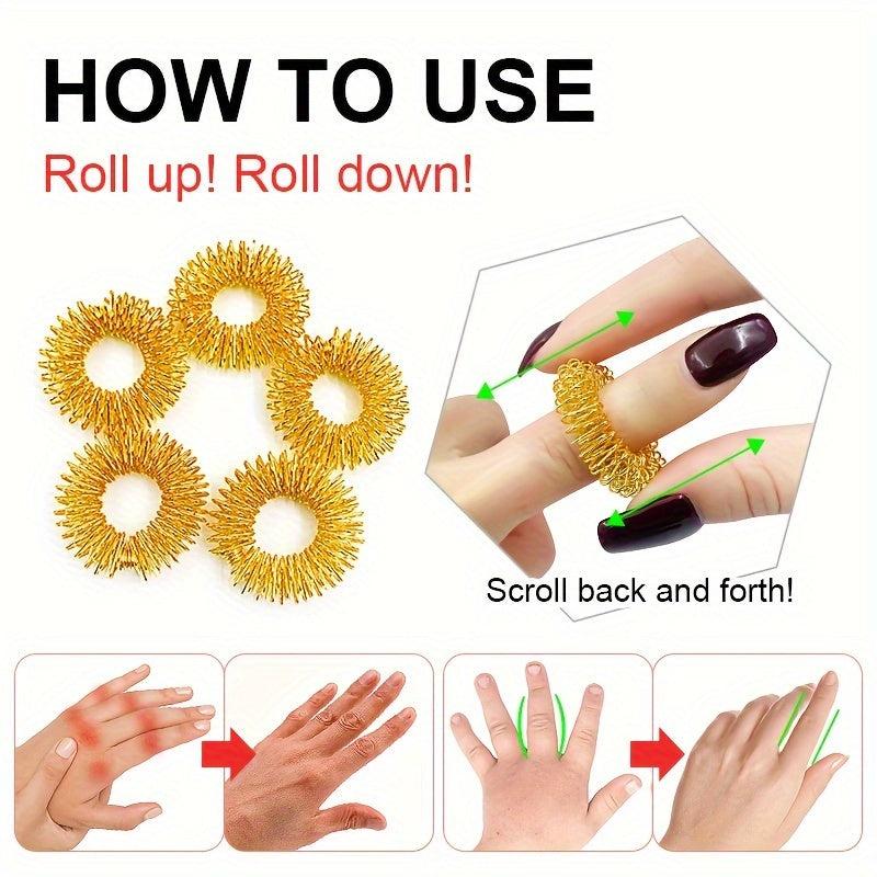 6pcs Mini Finger Massage Hand Acupressure Fidget Toy Golden