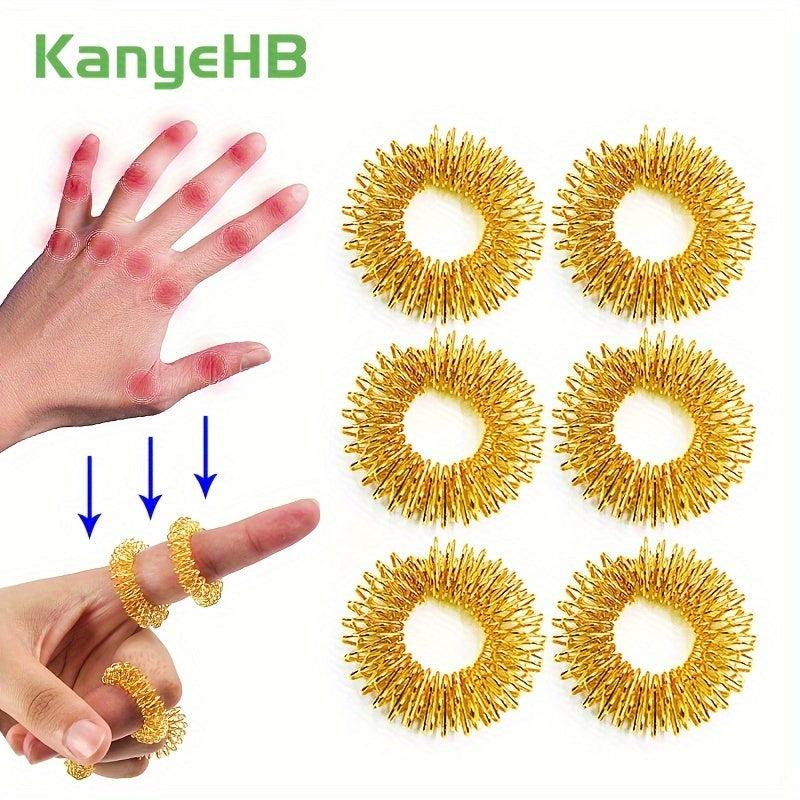 6pcs Mini Finger Massage Hand Acupressure Fidget Toy Golden