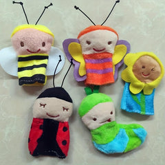 5pcs Plush Finger Puppets Set Insects Sunflowers Kids Toy