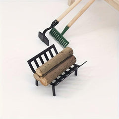 Mini Metal Firewood Rack Garden Outdoor Decoration Toy