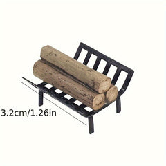 Mini Metal Firewood Rack Garden Outdoor Decoration Toy