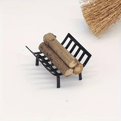 Mini Metal Firewood Rack Garden Outdoor Decoration Toy