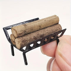 Mini Metal Firewood Rack Garden Outdoor Decoration Toy