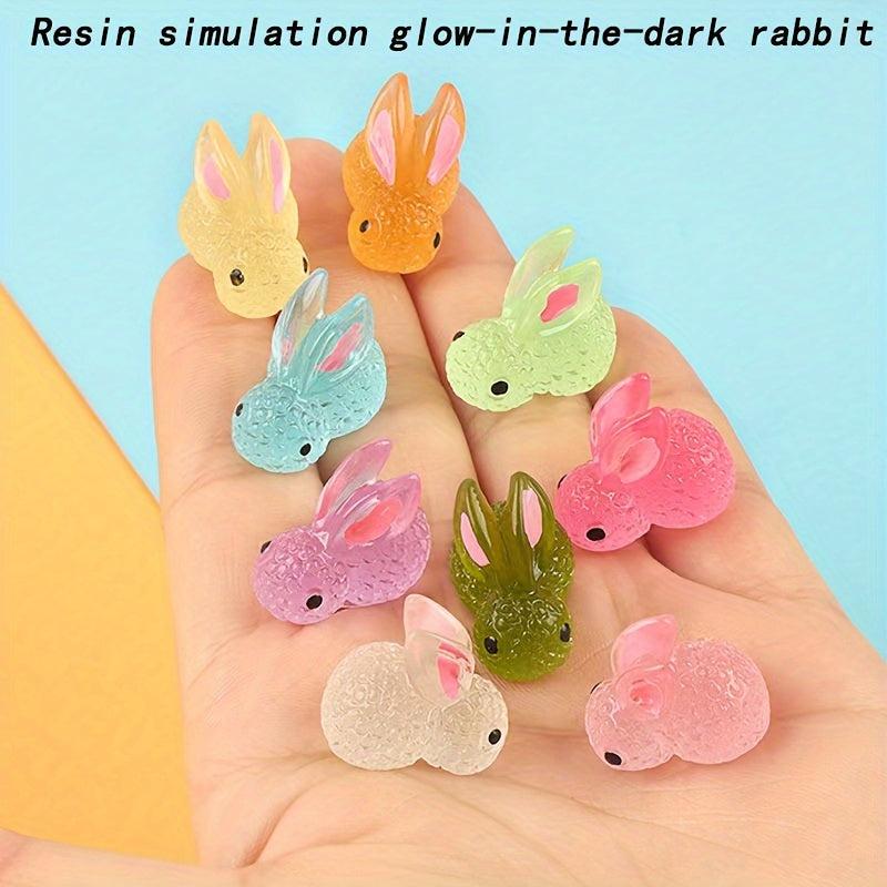 10pcs Resin Luminous Rabbit DIY Decoration Material