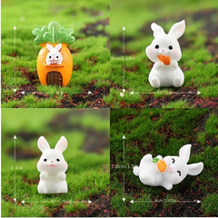 4pcs Mini Rabbit Ornament Resin Figurine For Garden Home Decor