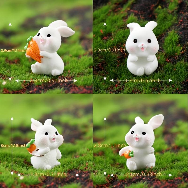 4pcs Mini Rabbit Ornament Resin Figurine For Garden Home Decor