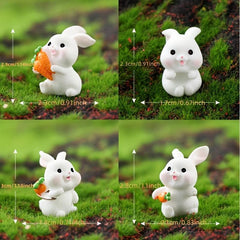 4pcs Mini Rabbit Ornament Resin Figurine For Garden Home Decor