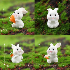 4pcs Mini Rabbit Ornament Resin Figurine For Garden Home Decor
