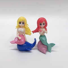 4pcs Mermaid Figurines Collectible Toys PVC Car Ornaments Dolls