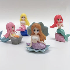 4pcs Mermaid Figurines Collectible Toys PVC Car Ornaments Dolls