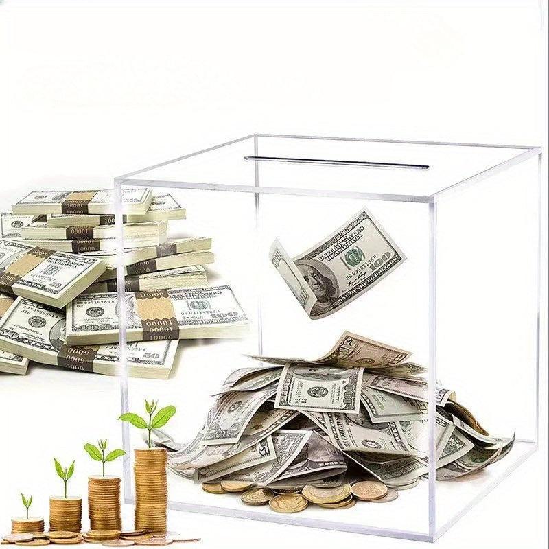 Square Acrylic Adult Piggy Bank Unredeemable Money Box