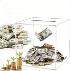 Square Acrylic Adult Piggy Bank Unredeemable Money Box