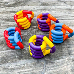 5pcs Variety Twisting Rope Ring Winding Finger Music Decompression Toy