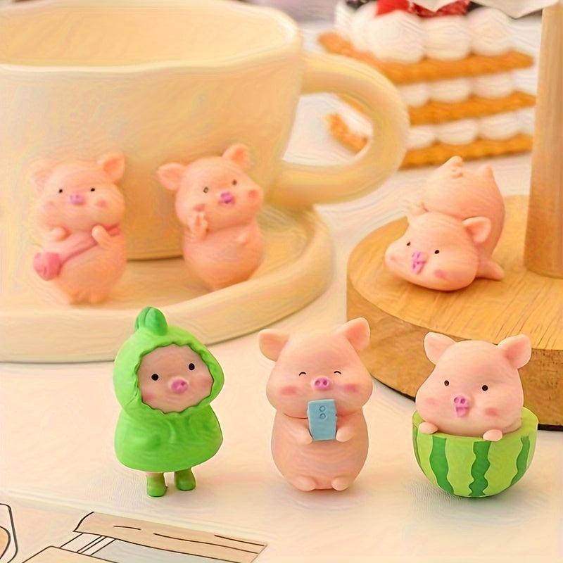 Resin Little Pig Statue Ornament for Desk Decoration