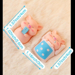 Resin Little Pig Statue Ornament for Desk Decoration