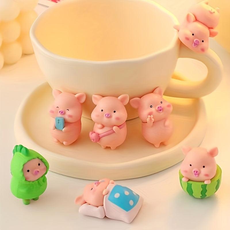 Resin Little Pig Statue Ornament for Desk Decoration