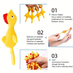 Catapulted Ejection Chicken Toy Rubber Finger Prank Flying Slingshot