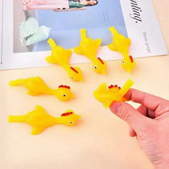 Catapulted Ejection Chicken Toy Rubber Finger Prank Flying Slingshot