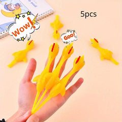 Catapulted Ejection Chicken Toy Rubber Finger Prank Flying Slingshot
