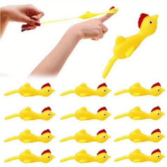 Catapulted Ejection Chicken Toy Rubber Finger Prank Flying Slingshot