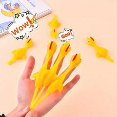 Catapulted Ejection Chicken Toy Rubber Finger Prank Flying Slingshot