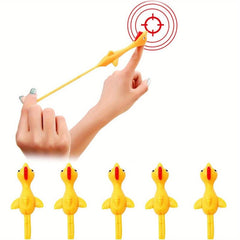 Catapulted Ejection Chicken Toy Rubber Finger Prank Flying Slingshot
