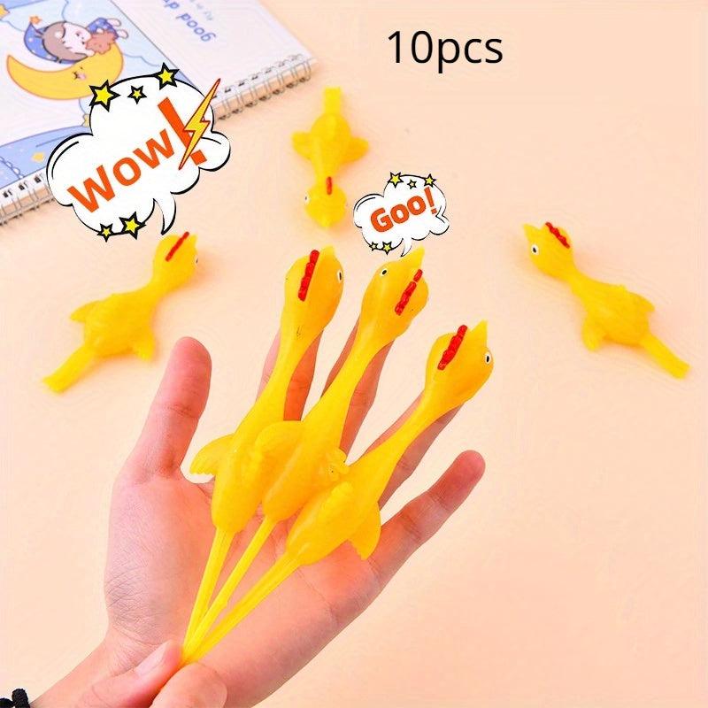 Catapulted Ejection Chicken Toy Rubber Finger Prank Flying Slingshot