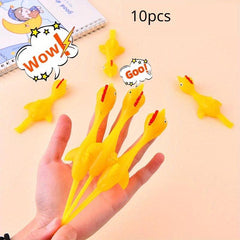 Catapulted Ejection Chicken Toy Rubber Finger Prank Flying Slingshot