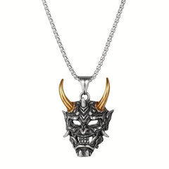 Golden Horn Bull Head Pendant Necklace Halloween Gift