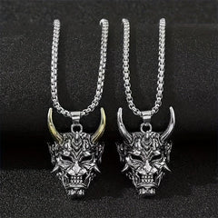 Golden Horn Bull Head Pendant Necklace Halloween Gift