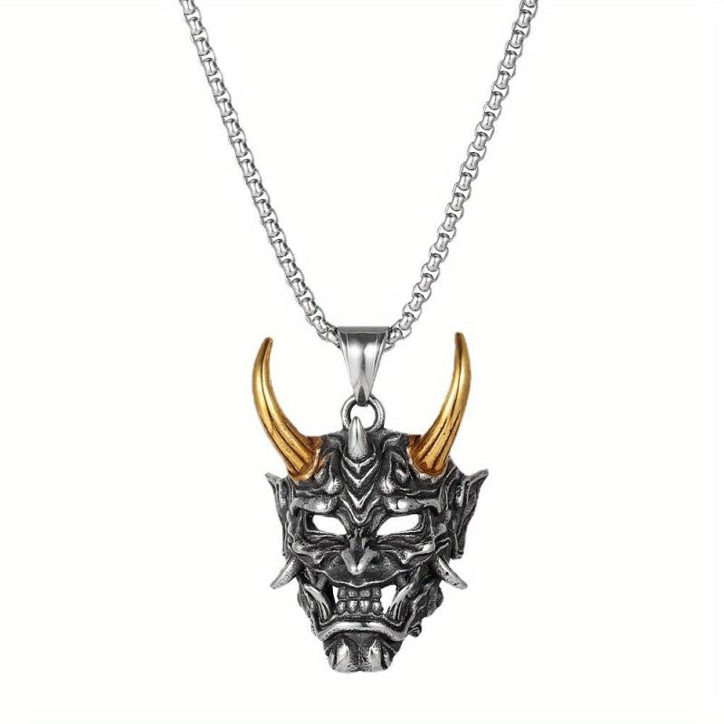 Golden Horn Bull Head Pendant Necklace Halloween Gift