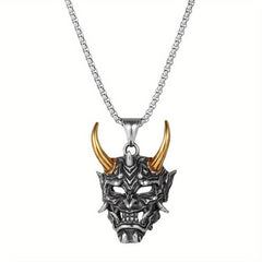 Golden Horn Bull Head Pendant Necklace Halloween Gift