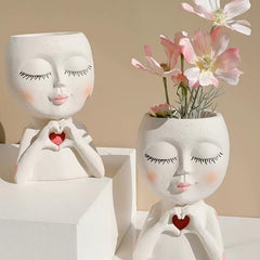 1pc Closed Eye Doll Love Girl Creative Doll Flower Pot