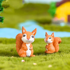 3pcs Squirrel Family Figurines DIY Home Decor Ornaments Funny Housewarming Gift