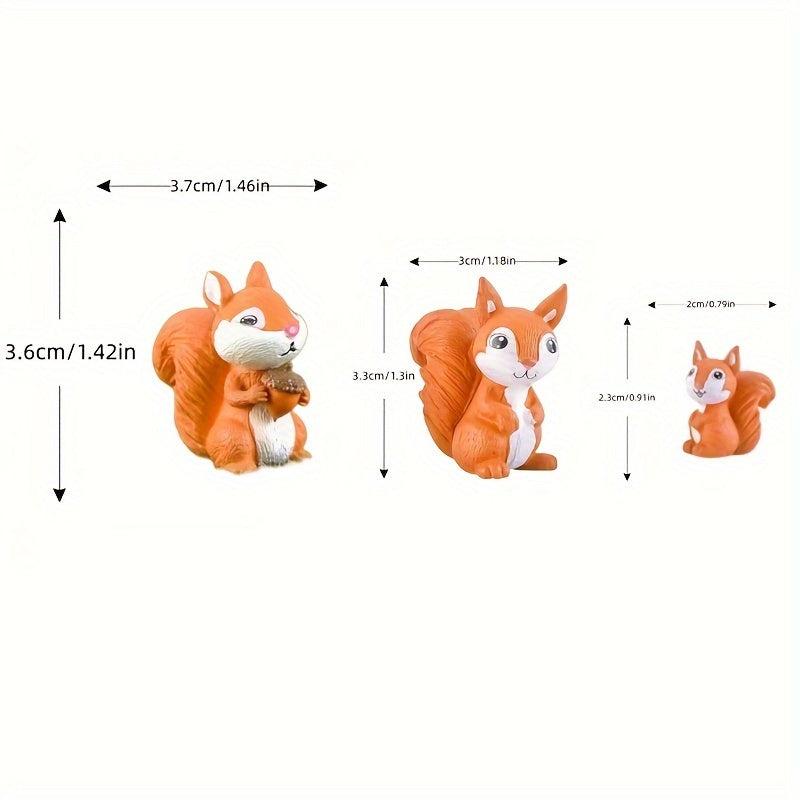 3pcs Squirrel Family Figurines DIY Home Decor Ornaments Funny Housewarming Gift