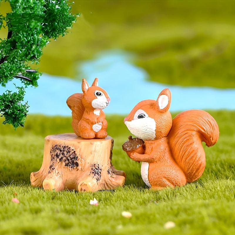 3pcs Squirrel Family Figurines DIY Home Decor Ornaments Funny Housewarming Gift