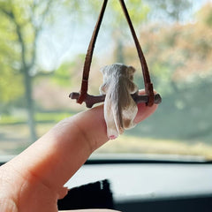 Swing Cat Car Pendant Rearview Mirror Lanyard