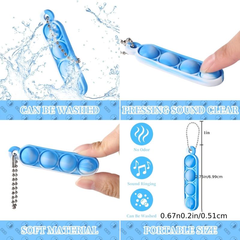 15 Mini Pop Key Chain Fidget Toys for Kids - Small Party Favors Supp