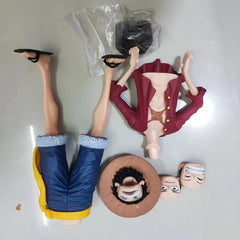 Anime Red Cloak Pirate Figure with Changeable Faces
