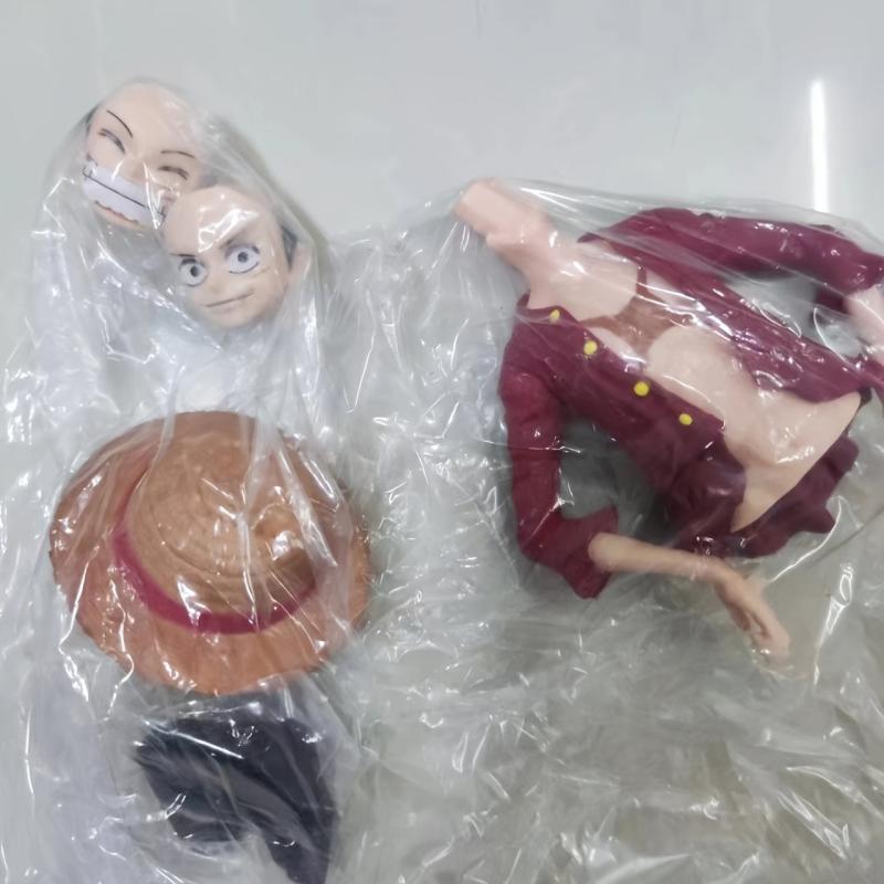 Anime Red Cloak Pirate Figure with Changeable Faces