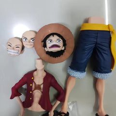 Anime Red Cloak Pirate Figure with Changeable Faces