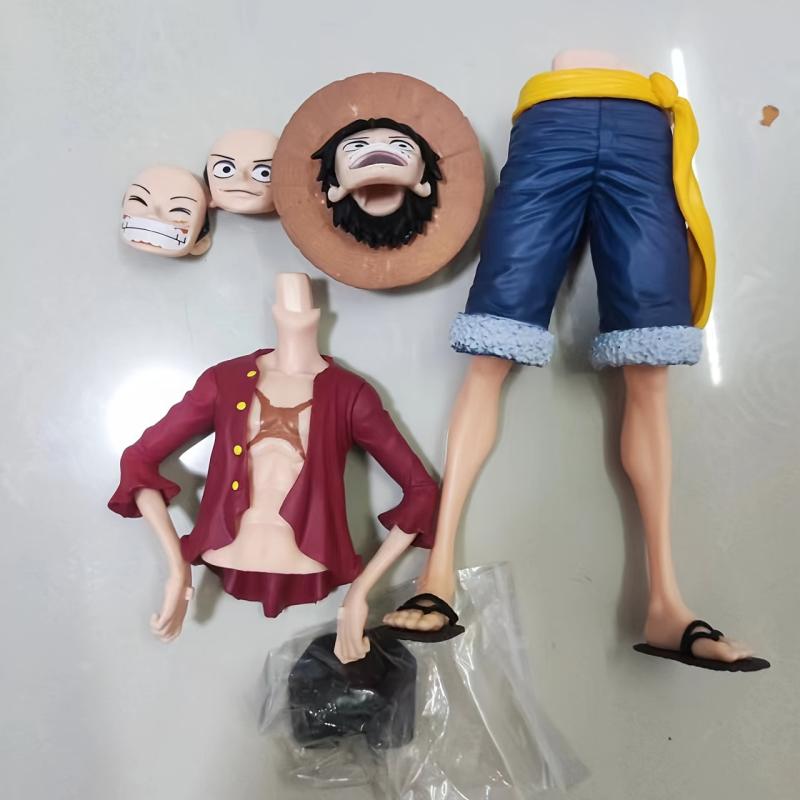 Anime Red Cloak Pirate Figure with Changeable Faces